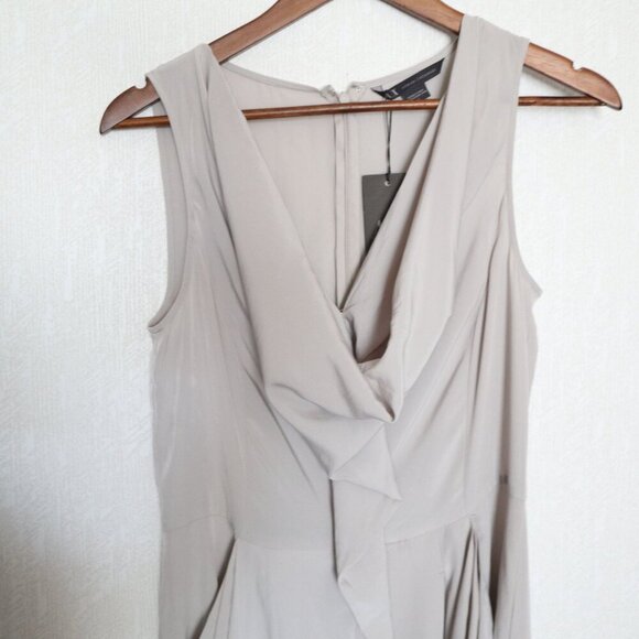 NEW Armani Extange  Sleeveless draped neckline  Taupe Gray Jumpsuit - Picture 4 of 11